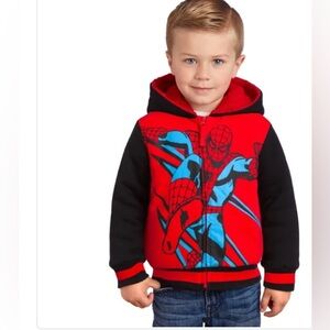 NWT Marvel Spider-Man Boys Plush lining Zipper Hoodie Warm Cozy Pockets 5T